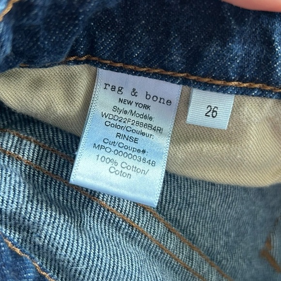 Rag & Bone Alex High Rise Straight in Rinse Dark Wash Rigid Denim Jeans Size 26 - Picture 8 of 9